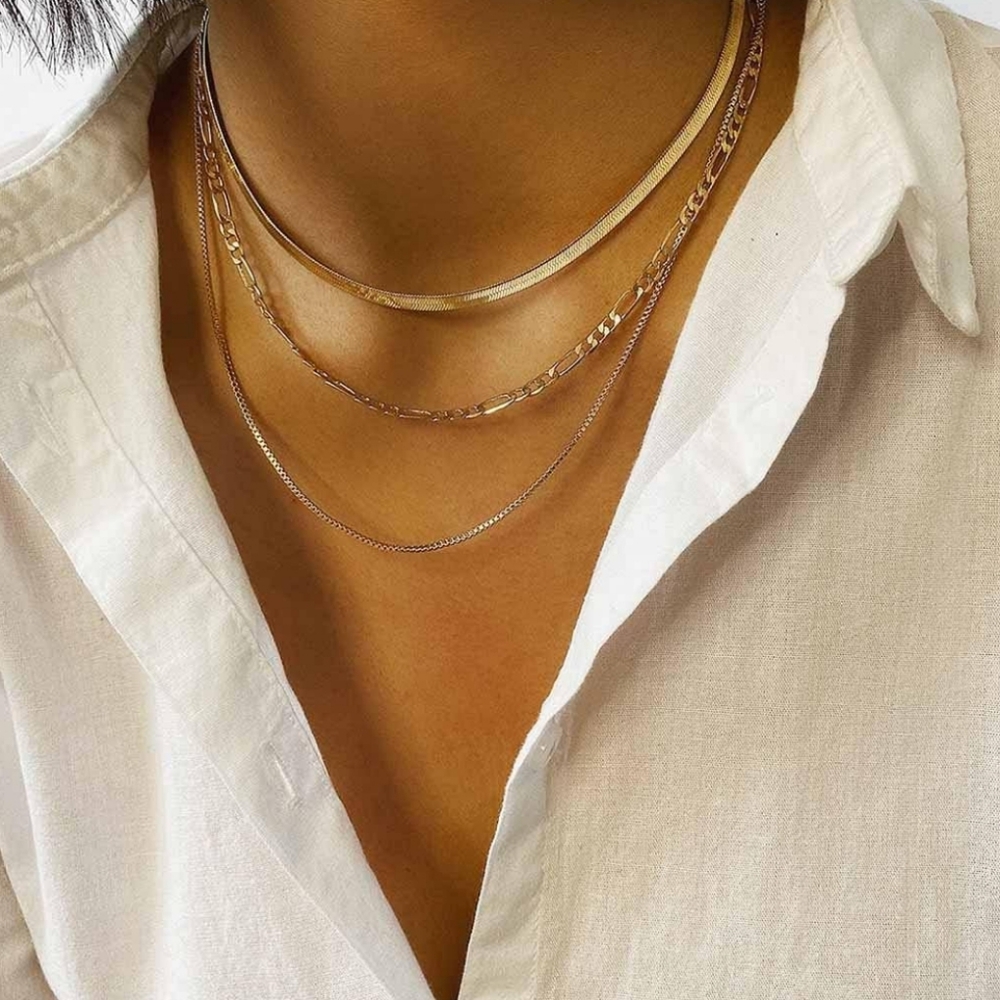 Vintage 3 Layer chain necklace 19"